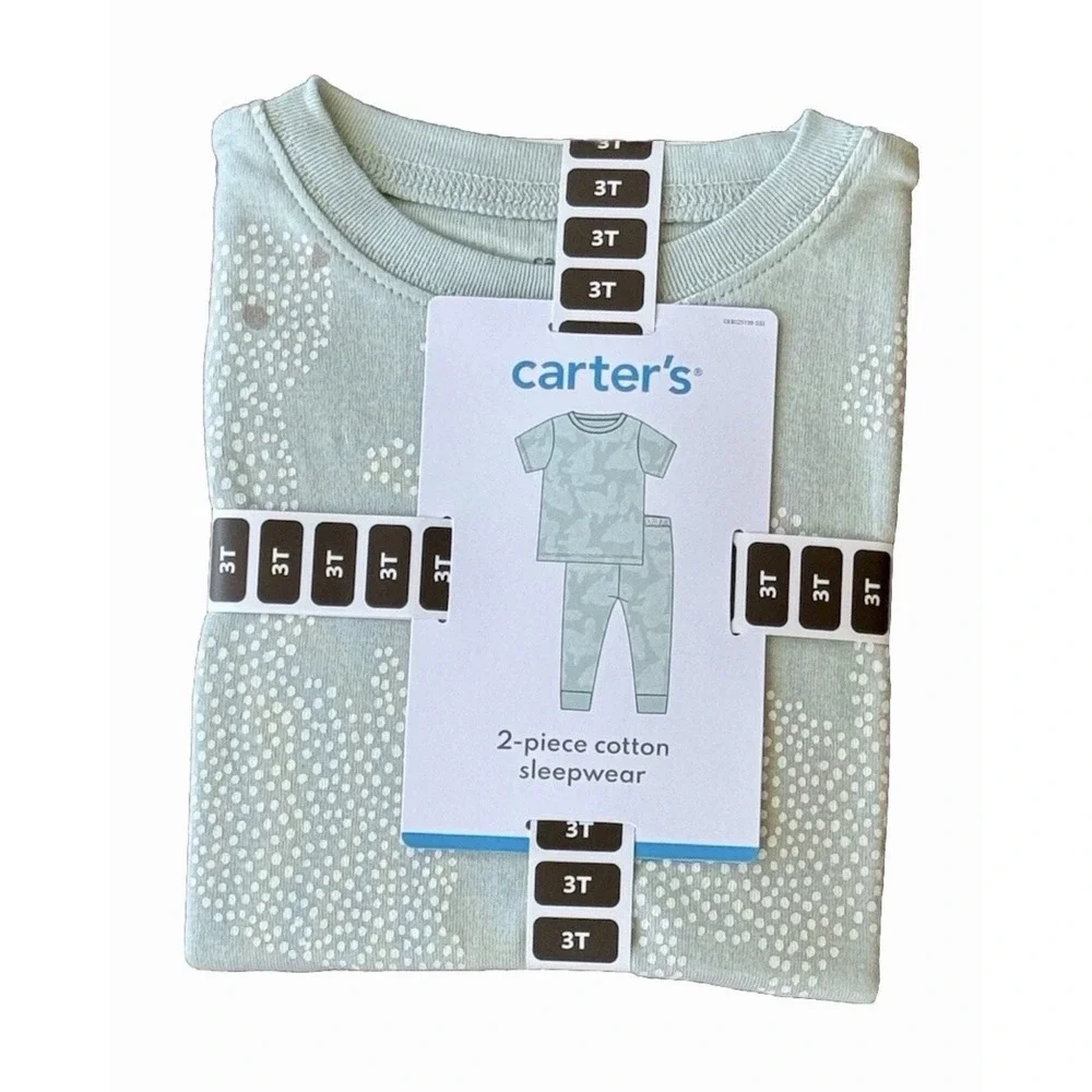 Carter's Little and Big Girl's 2 Piece Short Sleeve and Pant Sleepwear Set Green